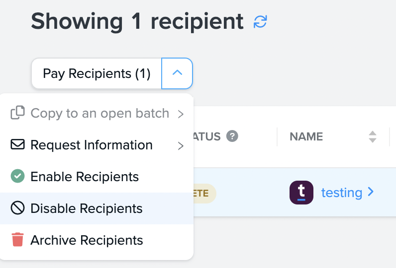 Disabling or Archiving a Recipient